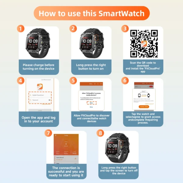 Sab4c01fcb7ac4b96a91421e74230c290T.webp 2026 Military Smartwatch 2.01''Color Screen Outdoor Sports Watch for Men SOS Red Alarm Flashing Flashlight Health Monitor IP68