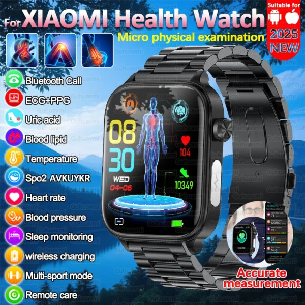 Sabfed7d65b7d482b899af7f635f12b15g.webp 2025 New For XIAOM1 ECG+PPG Blood Fat Uric Acid Health Smartwatch Men Women Heart Rate Blood Pressure Bluetooth Call Smart Watch