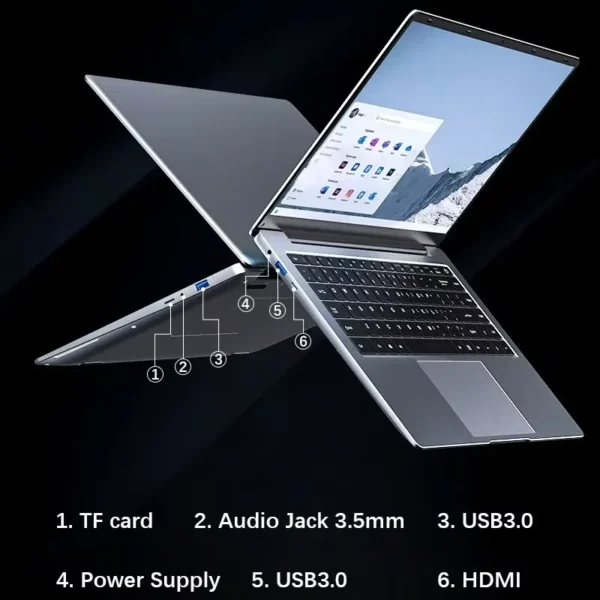 New Ultra Slim Laptop 14.1" 16GB RAM 2TB SSD Intel N3700 Notebook Gamer 1920*1080 Display Office Study Computer PC Windows 11 Pro