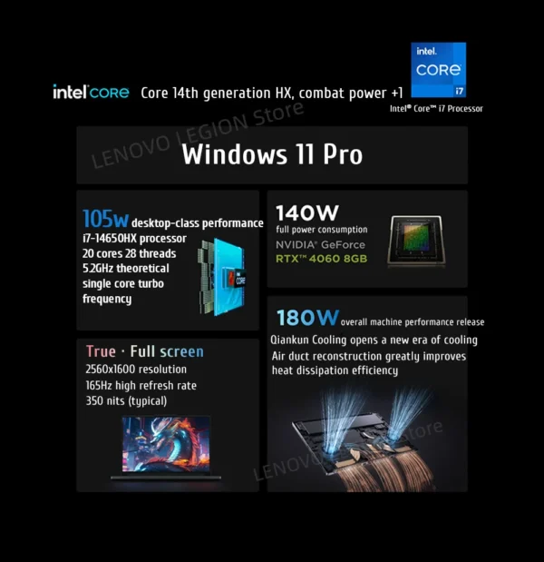 Sae1b88dbad294aba9649923f2c44a405D.webp Lenovo LEGION Y7000P 2024 Gaming Laptop 14th Core i7-14650HXGraphics RTX 4050/4060 16-inch 165Hz Screen Notebook PC