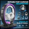 Sae1fa8e494574027a14fa60ab530e6c7i.webp Headphone & Controller Stand with 9 Light Modes - Foldable Controller Hanger for Desk - Earphone Stand with Cable Organizer