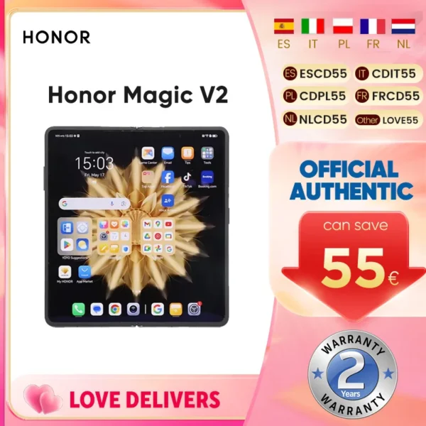 Sae79d67593b841d18ffb63e634b3e8b0q.webp Honor Magic V2 5G Foldable Smartphone Global Version LTPO OLED Display 120Hz Snapdragon 8 Gen2 50MP Triple Camera Android Mobile