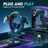 Saee495c11c084ea986e2531f9e7a91a0u.webp Headphone & Controller Stand with 9 Light Modes - Foldable Controller Hanger for Desk - Earphone Stand with Cable Organizer