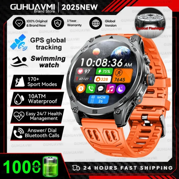 Sb383152f9a1d449cab5f7688f078589fH-2.webp 2025 New Military T-Rex 3 Ultra GPS Smart Watch 1000mAh Battery 10ATM Waterproof Compass Flashlight Sports trackr Smartwatch Men