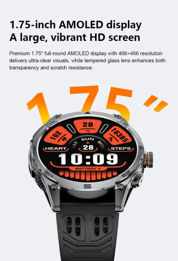 Sb4c311f23a7f4e04a21e9a874e97ec32I.webp 2026 New Military Smart Watch 1000Mah Battery GPS trace Compass 10ATM Waterproof Tactics Sport Flashlight call Smart Watch Men