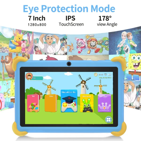 Sb538bf63e39f4895b49b704a7b28be0ep.webp 7 Inch 5G Kids' Tablet with Cartoon Pattern Android Learning Education PC with Kids-Proof Case 4000mAh Tablet