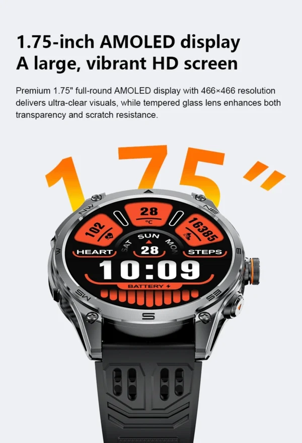 Sb5b8af89f7604fa0acc4da370438967aj-2.webp 2025 New Military T-Rex 3 Ultra GPS Smart Watch 1000mAh Battery 10ATM Waterproof Compass Flashlight Sports trackr Smartwatch Men