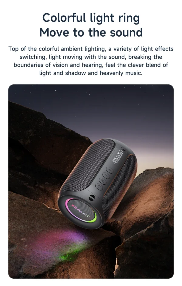 Sb776c4aefb7c435280179ba70504ba50u.webp Zealot S32 pro Bluetooth Wireless Outdoor Portable Subwoofer Speaker Waterproof IPX6 Dual Pairing 3600mAh Wireless Speaker