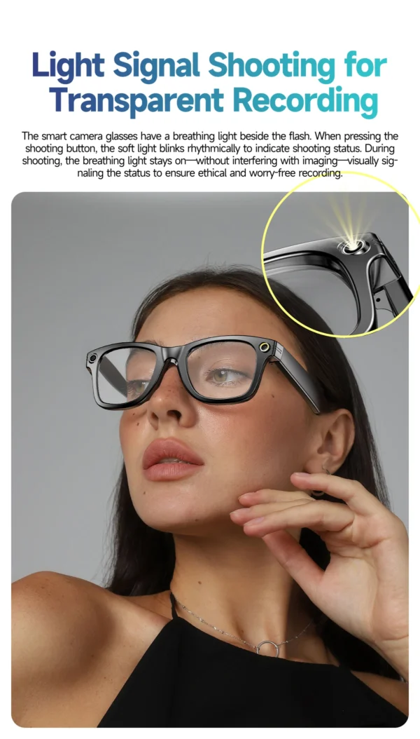 LIGE New Camera SunGlasses 800w Pixel Camera Recording Noise Reduction Ai Recognition Translation Anti Blue Light Smart Glasses