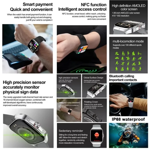 Sb9cc15ccc10243f79dd3265acad8893d2.webp 2025 New HD AMOLED screen For OPPO Watch 4 Pro Sports Smart Watches Men GPS Track Waterproof Bluetooth Call NFC Smart Watch
