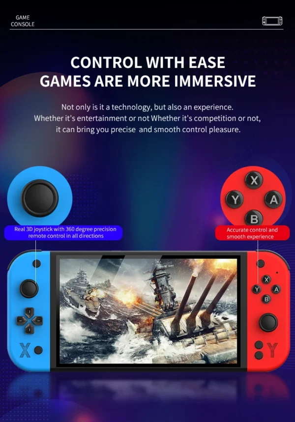 G90 7 inch 64GB 4000mAh high definition arcade handheld game console for PSP/PS1 nostalgic retro TV game controller