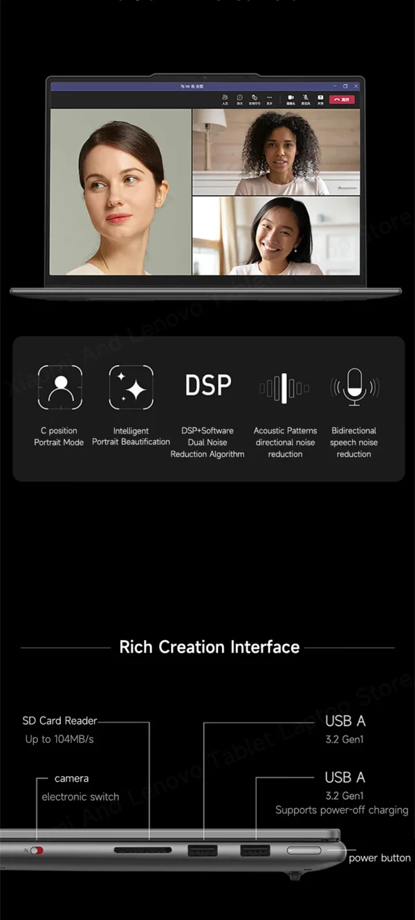 Sba498065dd844d25b0eafd7ae6eafe6fd.webp Lenovo Laptop YOGA Pro16s AIPC 3.2K 165Hz PURE Touch Screen Intel Core Ultra 9 32G LPDDR5 1TB/2TB SSD RTX4060 AI Notebook PC