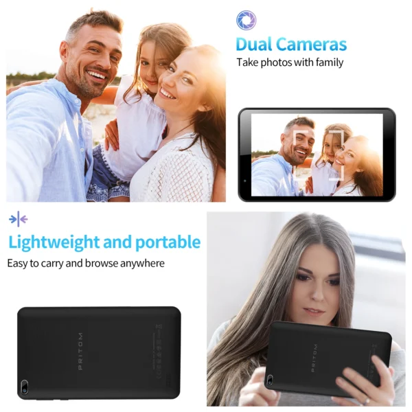 Sbb37d21a7ef44feca9b808a42b842c447.webp PRITOM 7 Inch Tablet PC 32 GB Android 11 with Quad Core Processor HD IPS Display Dual Camera WiFi with PU Protective Case