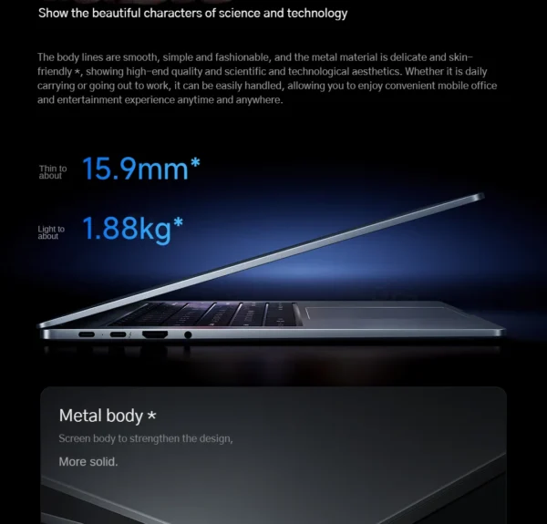 Sbb6046ef1aba4c378b8d5576be01dbe8q.webp 2025 Xiaomi Redmi Book Pro 16 Laptop Intel Core Ultra 7 255H/Ultra 5 225H 32G DDR5+ 1T SSD 3.1K 165Hz Office Ultrabook Notebook