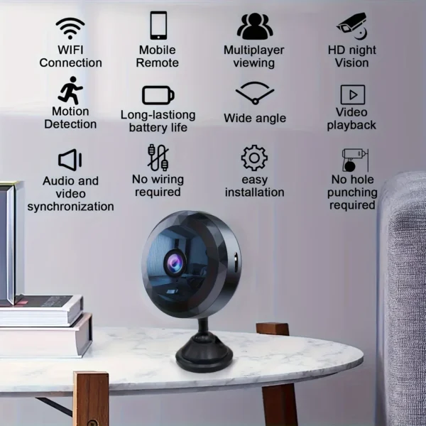 Sbdc64858cf834cd0b607dbd30ee2ad0fd.webp Wireless Mini WiFi Security Camera with Night Vision Motion Detection Rechargeable Battery Easy to Mount & App-Controlled
