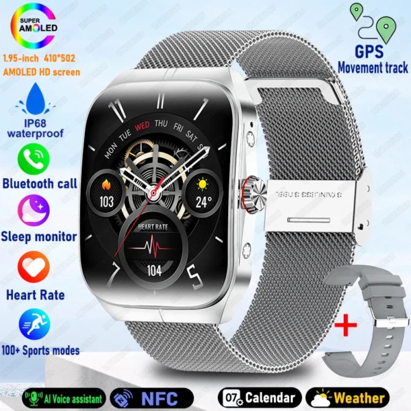 Sbe64825facf347d89583e6dd04f38bc7y.webp 2025 New HD AMOLED screen For OPPO Watch 4 Pro Sports Smart Watches Men GPS Track Waterproof Bluetooth Call NFC Smart Watch