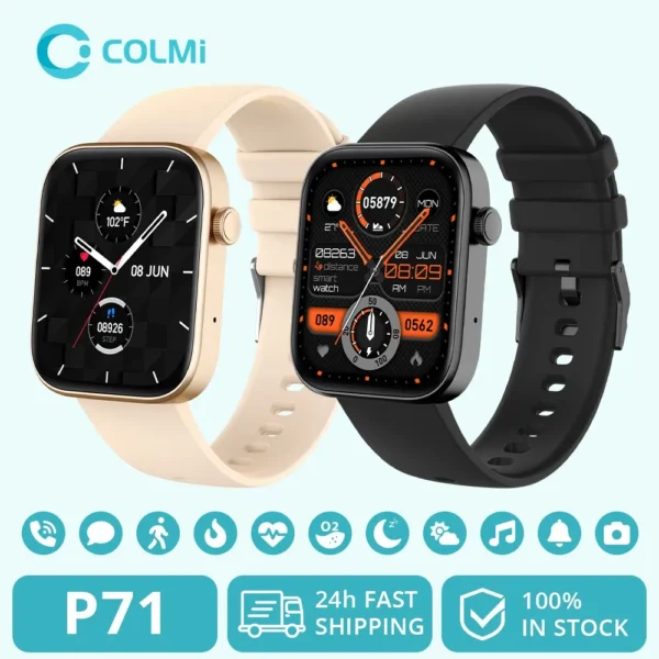 Sbf1271f4607a461f8bb1ef30d12fe12f1.webp COLMI P71 Voice Calling Smartwatch Men Health Monitoring IP68 Waterproof Smart Notifications Voice Assistant Smart Watch Women