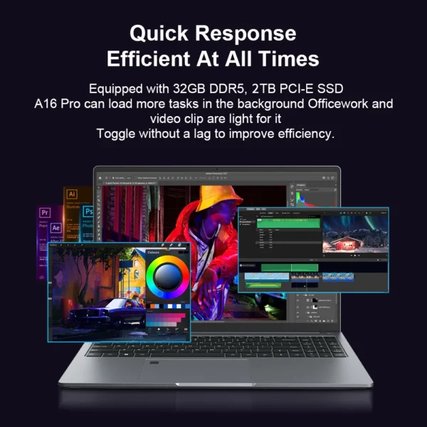 Ninkear A16Pro Laptop 16 inch 2.5K 120Hz AMD R7 7840HS WiFi 6 32GB DDR5 RAM 2TB SSD Laptop Windows 11 Notebook Office Computer