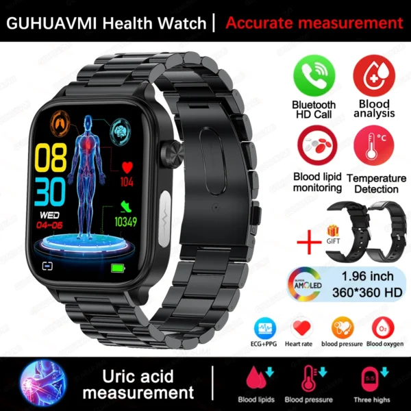 Sc35a8a51aff14d48a0a9759b025576a6m.webp 2025 New For XIAOM1 ECG+PPG Blood Fat Uric Acid Health Smartwatch Men Women Heart Rate Blood Pressure Bluetooth Call Smart Watch