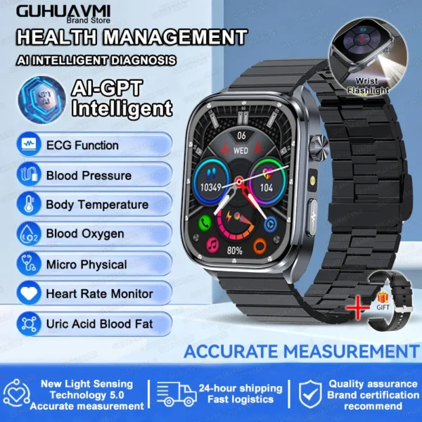 Sc4b6296fde23476c8008b088fb5ff2680-1.webp 2025 New AI Diagosis ECG Health Smart Watch Men Blood Pressure Lipid Uric Acid AI-GPT Intelligent Q&A Health Smartwatch For Men