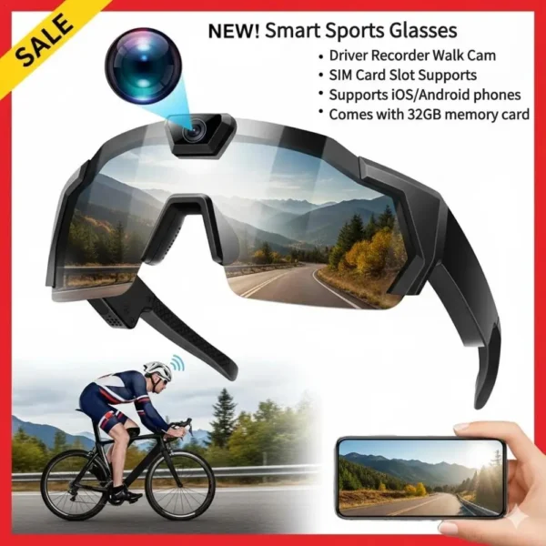 Sc4fd6da214e5414aaf8d076ac2e38977g.webp NEW HD Video Glasses Action Camera Sunglasses Smart Glasses Sports Glasses Outdoor Bicycle Motorcycle Driver Recorder Walk Cam