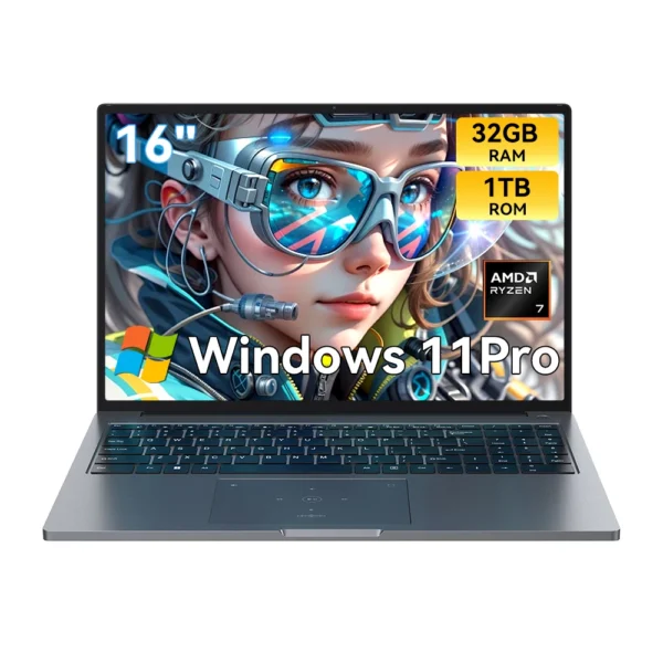 Sc5447e31c8a040628954e831a4b8495ac.webp BLACKVIEW GamiBook 8 Laptop AMD R7 7735HS 16" IPS 1902*1200 32GB DDR5 1TB SSD 57Wh Windows 11 Pro Backlit Keyboard BT5.2 PC