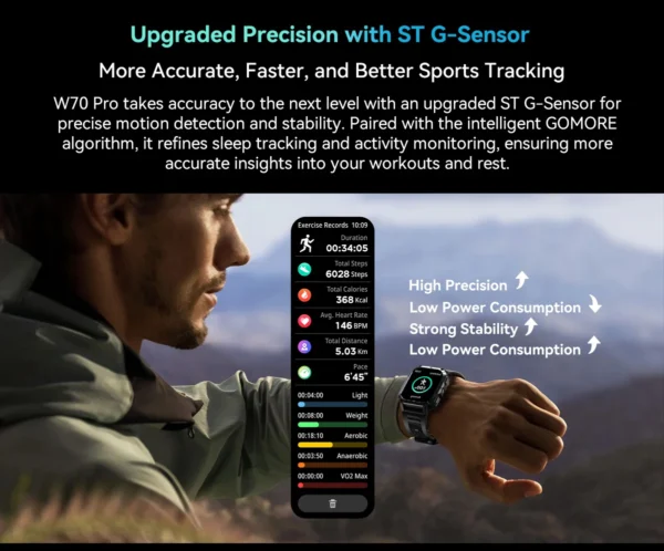 Blackview W70 Pro Outdoor Sport Smart Watch, IP68 Waterproof Smartwatch 2.01-inch TFT Screen, 900mAh Battery, Bluetooth Talking