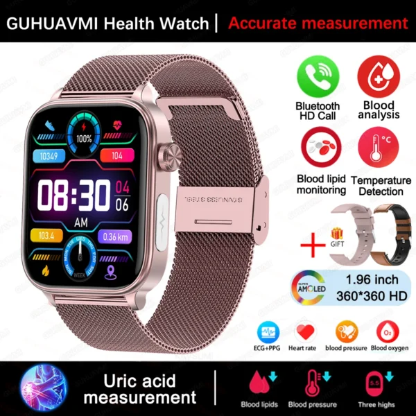 Sccf4306b95014d0d9e736f7e4212bbc3j.webp 2025 New For XIAOM1 ECG+PPG Blood Fat Uric Acid Health Smartwatch Men Women Heart Rate Blood Pressure Bluetooth Call Smart Watch