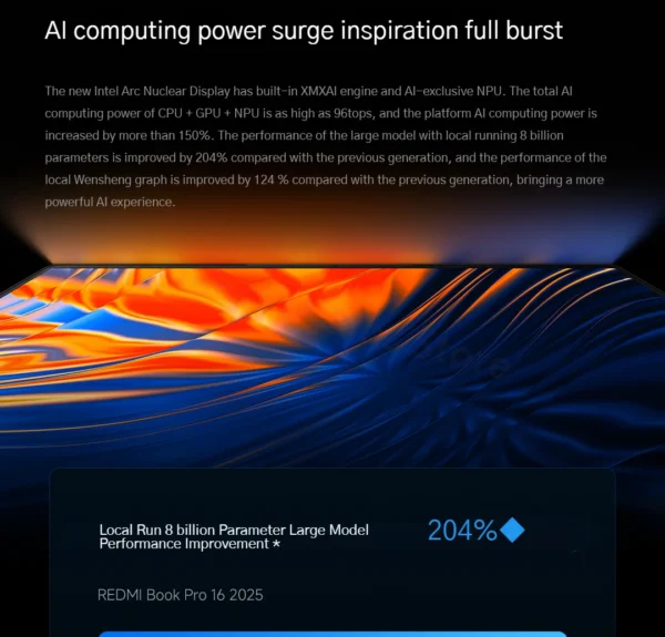 Scd560430fb794c1e80ffa37f8016dcc4F.webp 2025 Xiaomi Redmi Book Pro 16 Laptop Intel Core Ultra 7 255H/Ultra 5 225H 32G DDR5+ 1T SSD 3.1K 165Hz Office Ultrabook Notebook