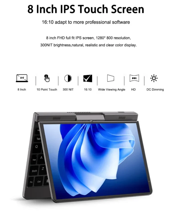 Scec9e5796b9749d08712fae1d343d7c6t.webp CRELANDER P8 Mini Laptop 8 Inch Touch Screen Intel Lake N150 12GB DDR5 WiFi 6 2 In 1 Laptop Notebook Tablet PC Pocket Laptop