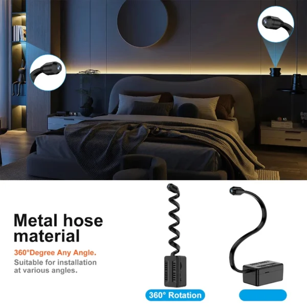 Mini WiFi Camera 1080P HD Smart Camera with Curved Flexible Lens Cable,Loop Recording,Alarm, Remote Viewing,Security  Monitoring