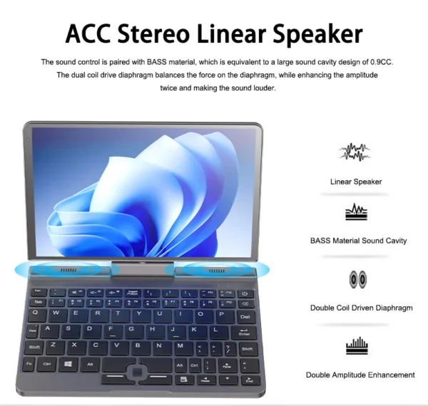 Sd1ded38688d34693ab8a6e3c935b4399R.webp CRELANDER P8 Mini Laptop 8 Inch Touch Screen Intel Lake N150 12GB DDR5 WiFi 6 2 In 1 Laptop Notebook Tablet PC Pocket Laptop
