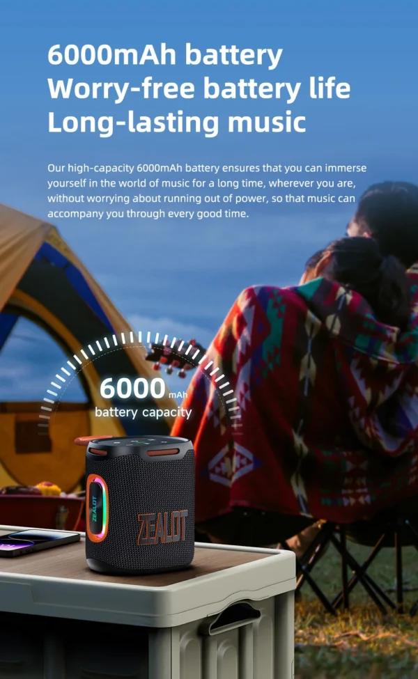 Zealot-S122 Bluetooth Speaker BT5.4 Wireless IPX6 Waterproof Shower Speaker,25W HiFi Stereo Sound,TWS Pairing,20H Music Playtime