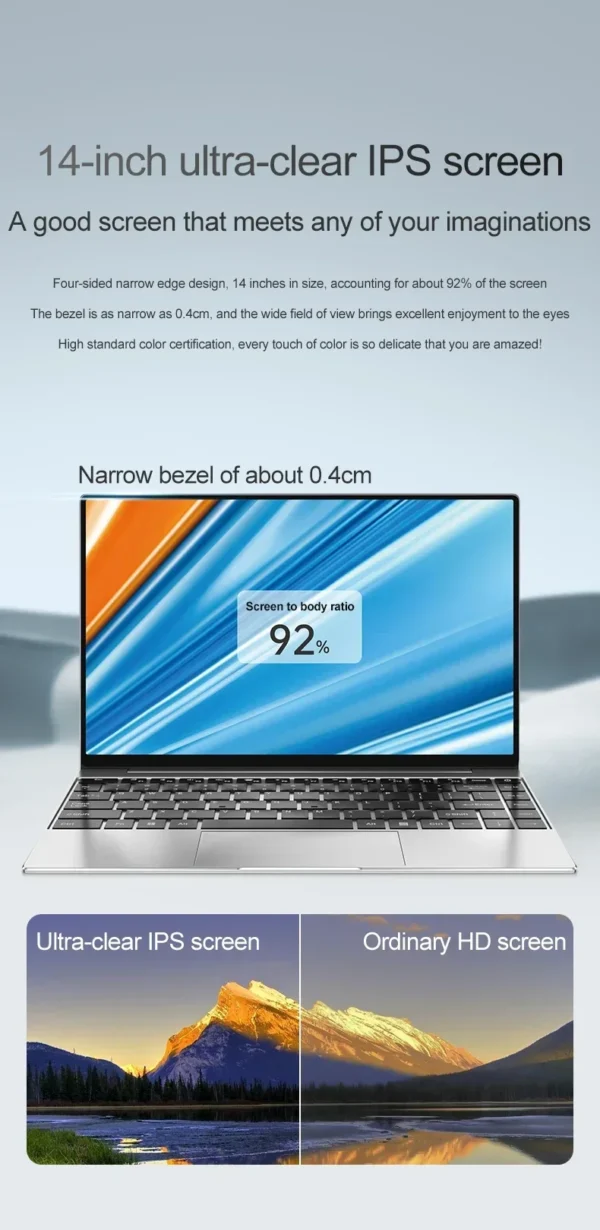 Sd42453f3e7ec43c0b64e68470f0ea636p.webp 14.1" Ultra Slim Laptop 16GB RAM 2TB SSD Intel N3700 Notebook Gamer 1920*1080 Display Office Study Computer PC Windows 11 Pro