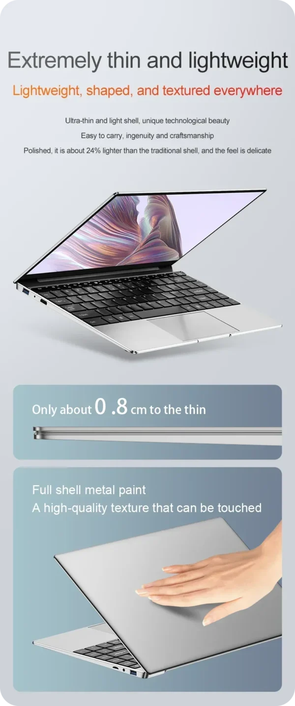 Sd431fceec56e402b9b7a1c9e66a9f7d70.webp 14.1" Ultra Slim Laptop 16GB RAM 2TB SSD Intel N3700 Notebook Gamer 1920*1080 Display Office Study Computer PC Windows 11 Pro