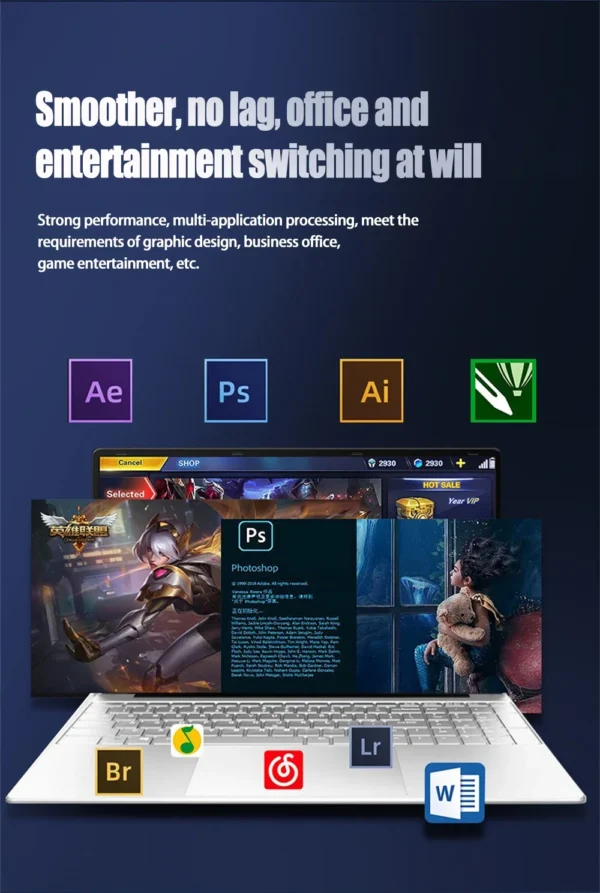 Notebook 15.6 Inch Laptop Windows 11 10 Pro 1920*1080 Cheap Portable Intel Laptop DDR4 32G RAM 256GB/512GB/1TB/2TB SSD HDMI Port
