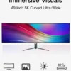 Sd7b8d1612c014683997e5ec86e9fcc85U-1.webp 49 Curved Ultra Wide Gaming Display 3800R 165Hz 5120x1440 HDR USB C Charging Adjustable Stand Monitor DeskTop