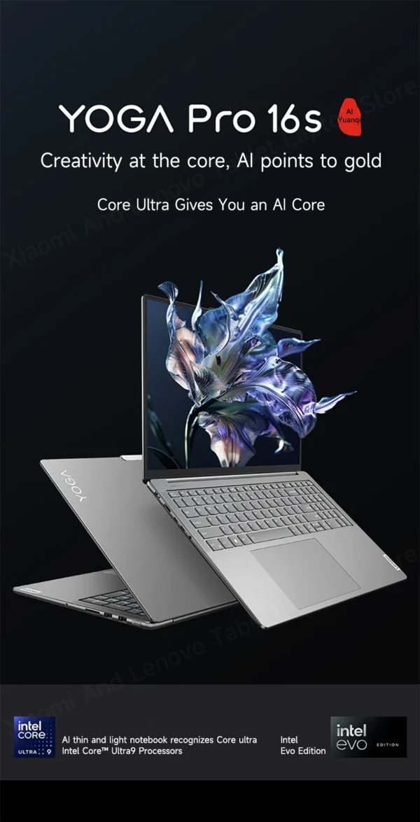 Sd81b41ee936a49e69d57bb7c579fafe89.webp Lenovo Laptop YOGA Pro16s AIPC 3.2K 165Hz PURE Touch Screen Intel Core Ultra 9 32G LPDDR5 1TB/2TB SSD RTX4060 AI Notebook PC