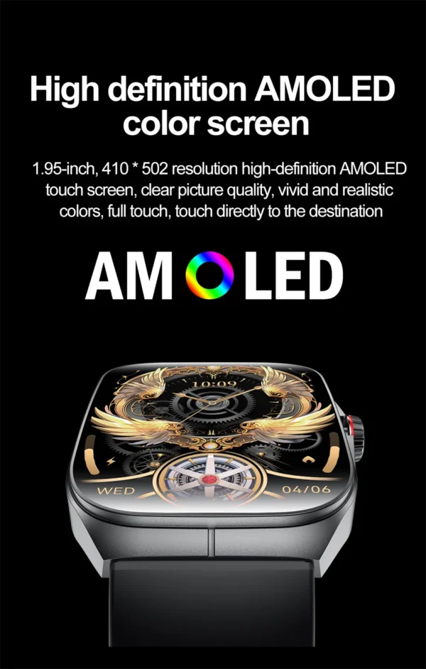 Sda49647fe1ad4eefbafebd20cfefd227m.webp 2025 New HD AMOLED screen For OPPO Watch 4 Pro Sports Smart Watches Men GPS Track Waterproof Bluetooth Call NFC Smart Watch