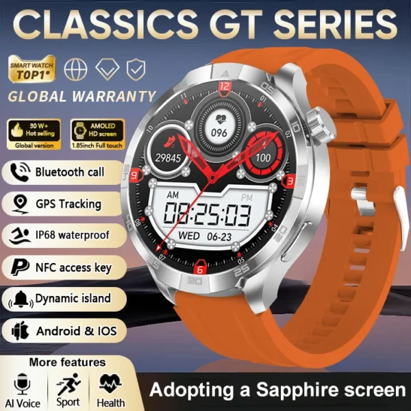 Sdb7fd03dbce94a6ca878324dd7dc8cdff.webp 2026 New Sapphire Screen Smart Watch 1.85-inch Ultra HD AMOLED GPS Bluetooth Call NFC Compass IP68 Sports Fitness Smart Bracelet