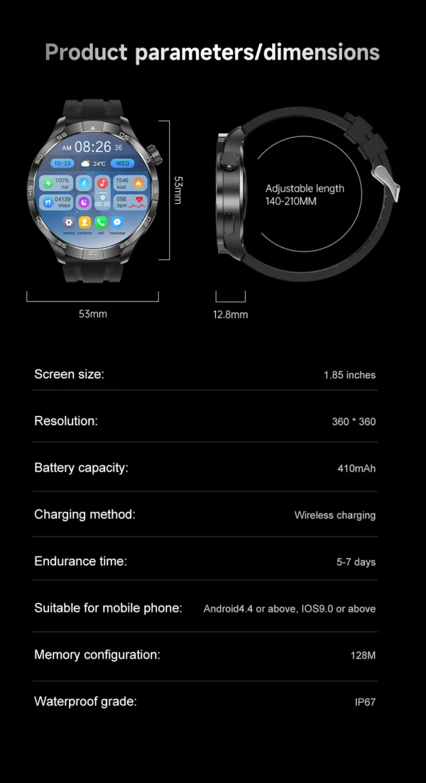 Sdc4aff55a31c4f2a82568cd6bd8f4171O.webp 2026 New Sapphire Screen Smart Watch 1.85-inch Ultra HD AMOLED GPS Bluetooth Call NFC Compass IP68 Sports Fitness Smart Bracelet