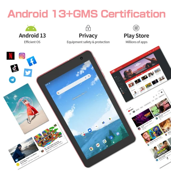 PRITOM 8 Inch Tablet Android 14, 8GB(4+4 Expand) RAM 64GB ROM,1TB Expand,1280x800 IPS Screen 5000MAH Battery,Dual Camera, WiFi