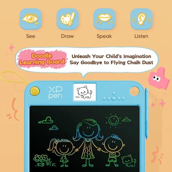 Sde1f42a167fd40fdba16102fb473505c6.webp XPPen Pink Drawing Tablet 13.3-inch LCD Screen Doodle Learning Board for Children Learning Drawing and Russian Vocabulary