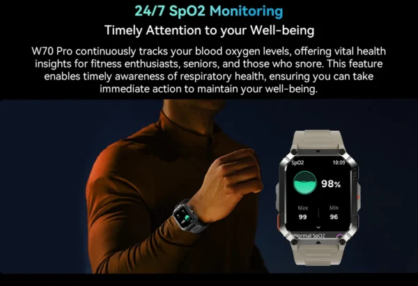 Blackview W70 Pro Outdoor Sport Smart Watch, IP68 Waterproof Smartwatch 2.01-inch TFT Screen, 900mAh Battery, Bluetooth Talking