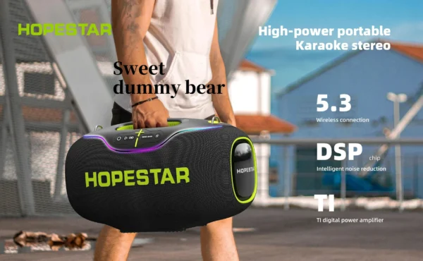 High Quality Hopestar A80 Subwoofer - Portable RGB Speaker with IPX6 Waterproof, Mini Microphone & Rechargeable Battery