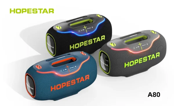 High Quality Hopestar A80 Subwoofer - Portable RGB Speaker with IPX6 Waterproof, Mini Microphone & Rechargeable Battery