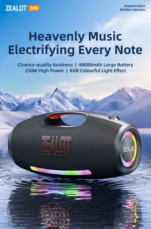 Se1c8570436b844c1bf6fa1959a84b8a2C.webp Zealot_89 250W Waterproof Portable Loud Bluetooth Speaker, Wireless Outdoor Boombox SubwooferTriple Passive Radiators-Deep Bass