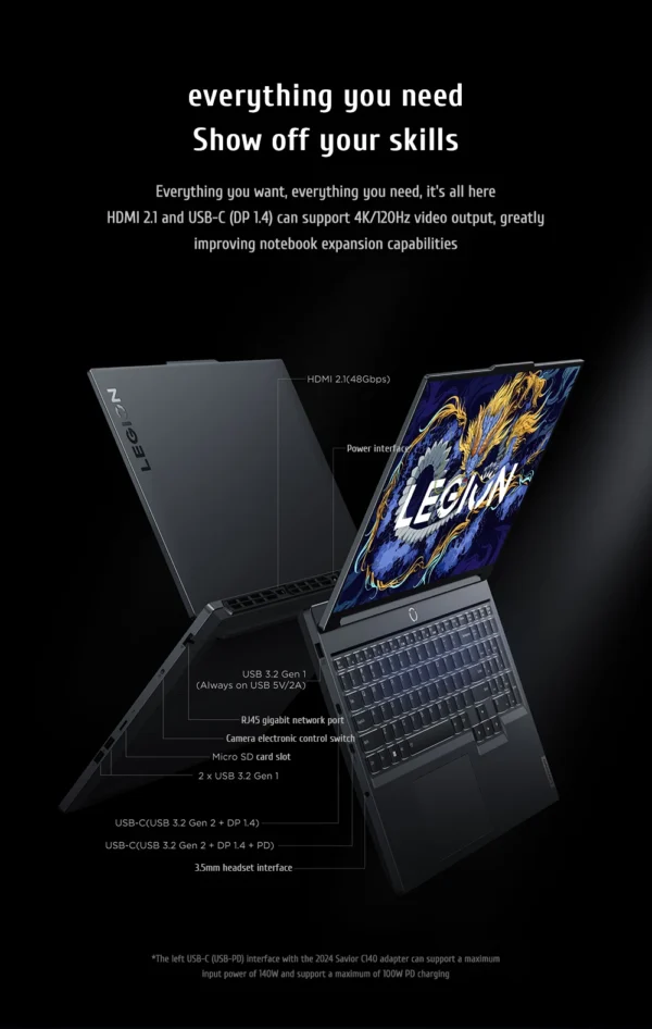 Se263eff5b6114a42af94f74a53dc8823u.webp Lenovo LEGION Y7000P 2024 Gaming Laptop 14th Core i7-14650HXGraphics RTX 4050/4060 16-inch 165Hz Screen Notebook PC
