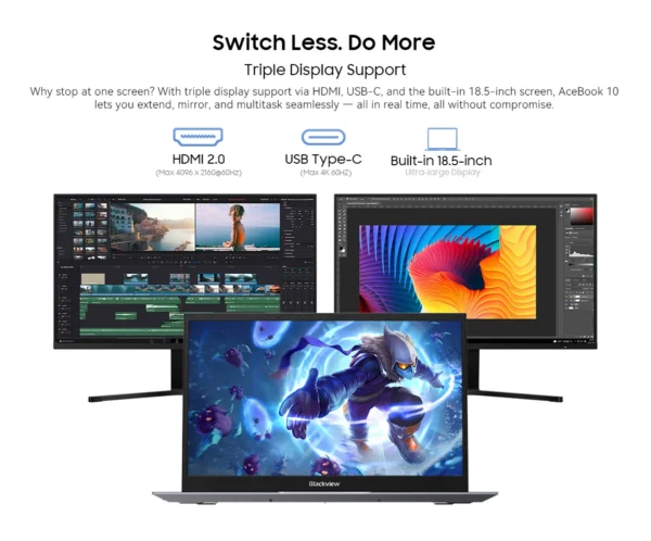 Se31c84d6781a4a13b4841f645f7dcbd59.webp Blackview ACEBOOK 10 Laptop Computer 18.5" FHD 8000mAh Intel N150 Windows 11 16GB RAM 512GB BT5.2 WiFi 6 Desktop Notebook