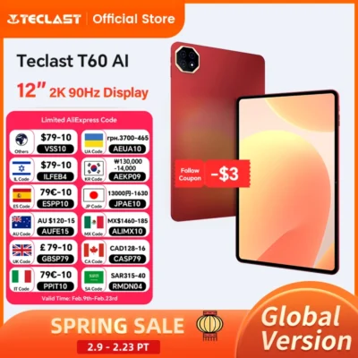 Se46b38b8a49f47b1b3b2f83bead68041G.webp Teclast T60 AI Tablet 12" 90Hz AllWinner A733 6GB RAM (+10GB Virtual) 128GB ROM 8000mAh Battery 2000x1200 FHD Display Android 15